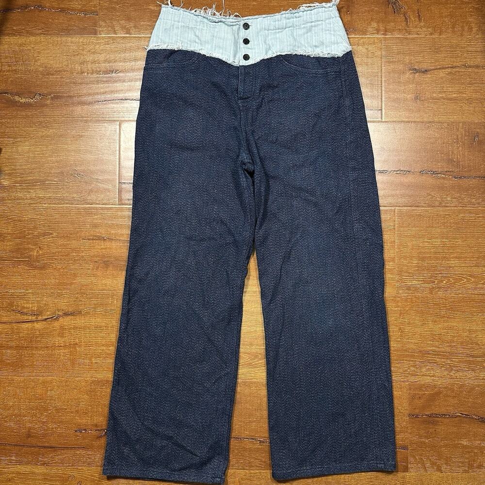 Steele And Edith Pants Men 32x29 Blue Wide Leg Designer Avant Garde Archive AW22